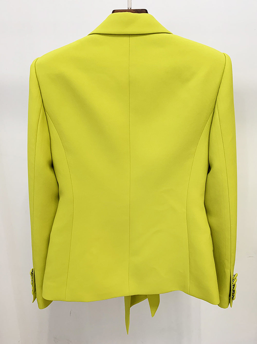 Green Tie Front Blazer and Pleated Flare Pants Set 14