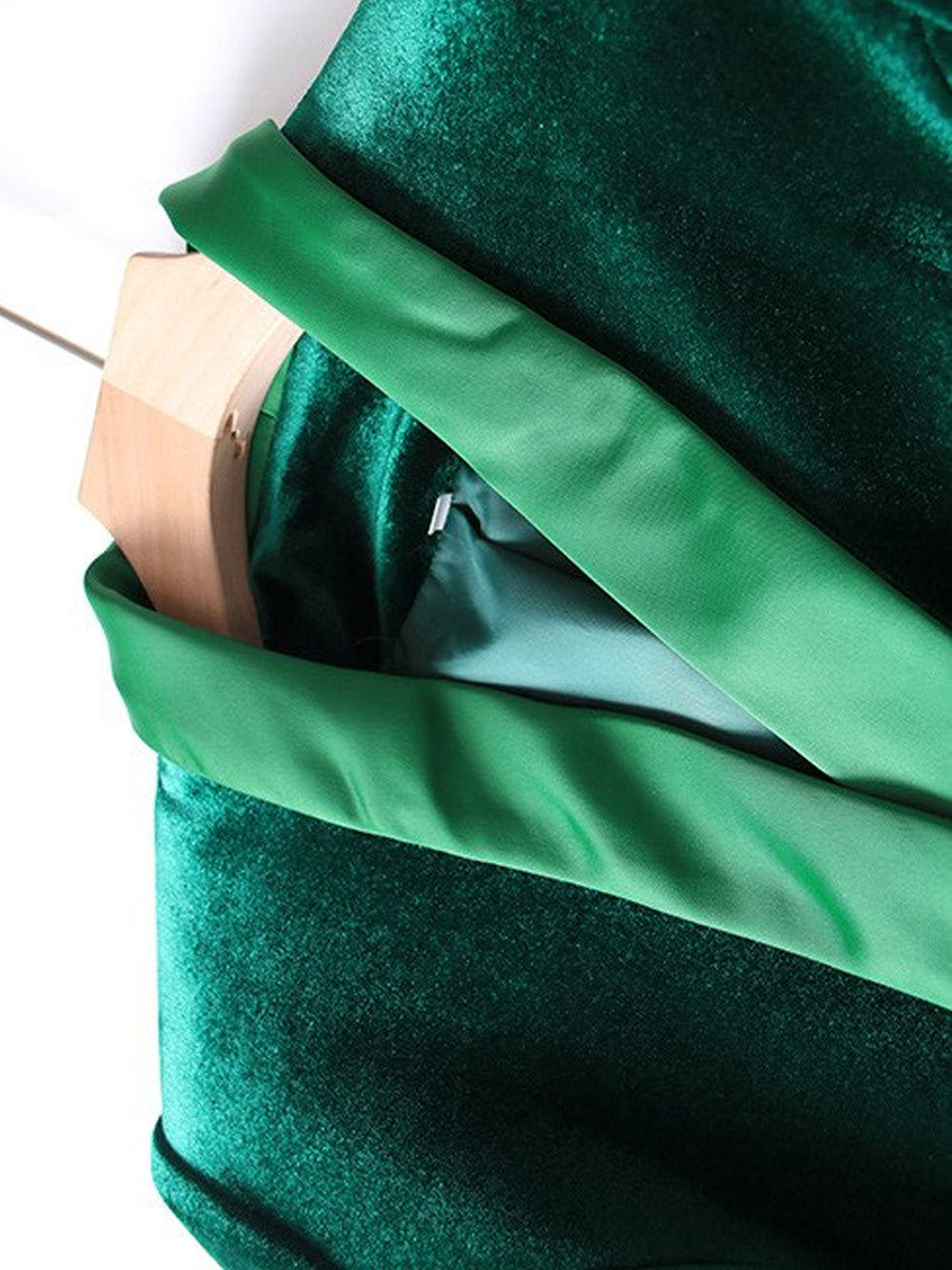 Dark Green Shawl Lapel Velvet Double Breasted Gold Button Blazer Dress