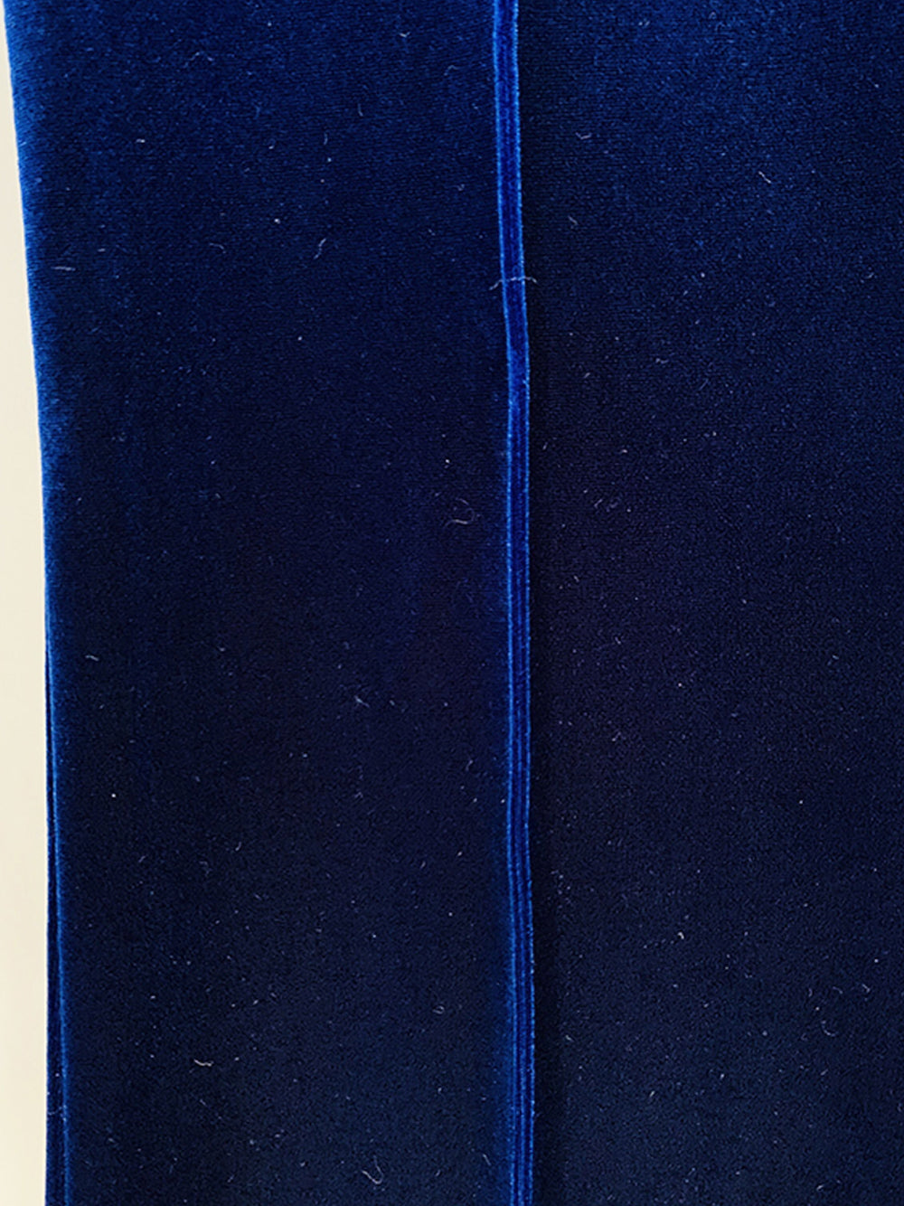 Navy Blue Peak Lapel Plunge Velvet Blazer And Flared Pants Set