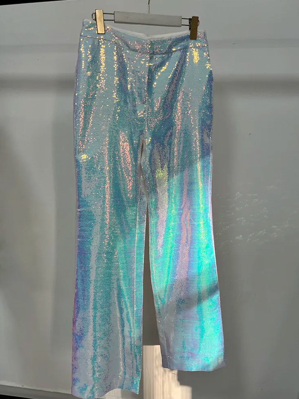 Silver Lapel Sequin Blazer And Pants Set
