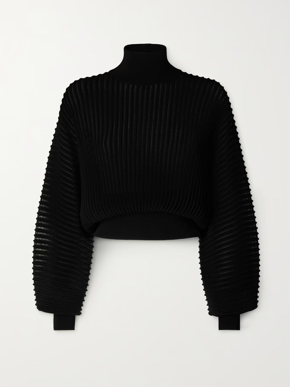 Black Turtleneck Metallic Ribbed-Knit Long Sleeve Sweater 5