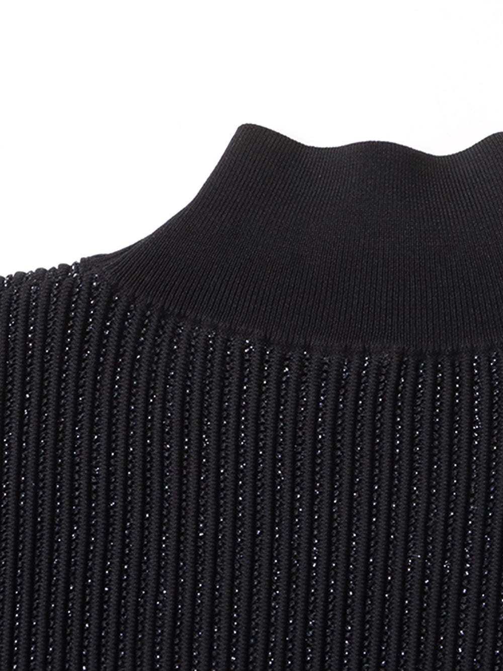 Black Turtleneck Metallic Ribbed-Knit Long Sleeve Sweater 8