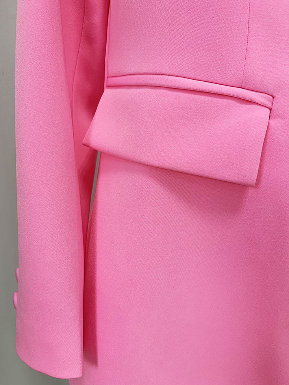 Pink Peaked Lapel Single Button Fitted Blazer and Pants Set 16