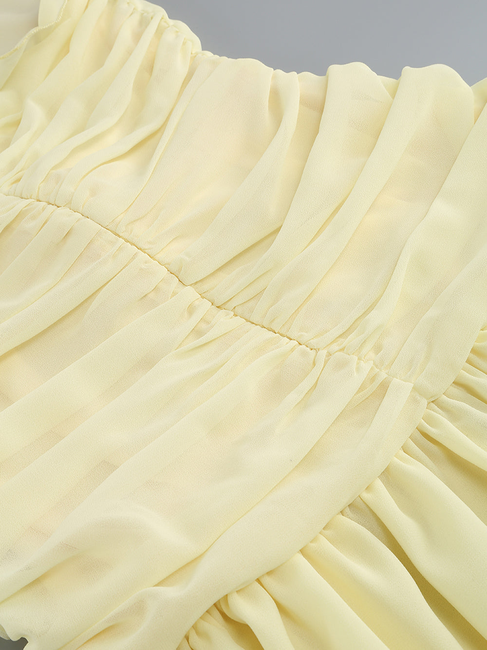 Yellow Halter Plunge Ruffle Chiffon Rosette Drop Waist Mini Dress