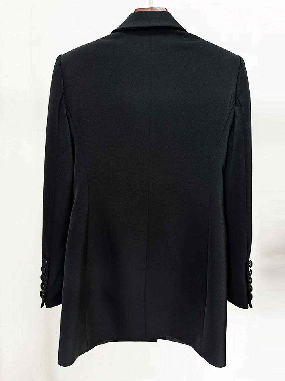 Black Crystal Embellished Lapel Double Breasted Blazer Mini Dress
