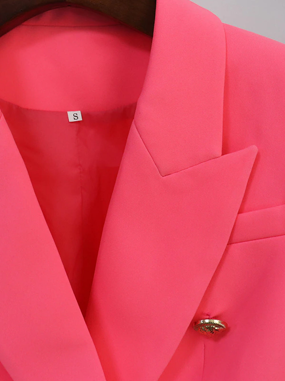 Pink Gold Button Double Breasted Fitted Tailored Blazer 7
