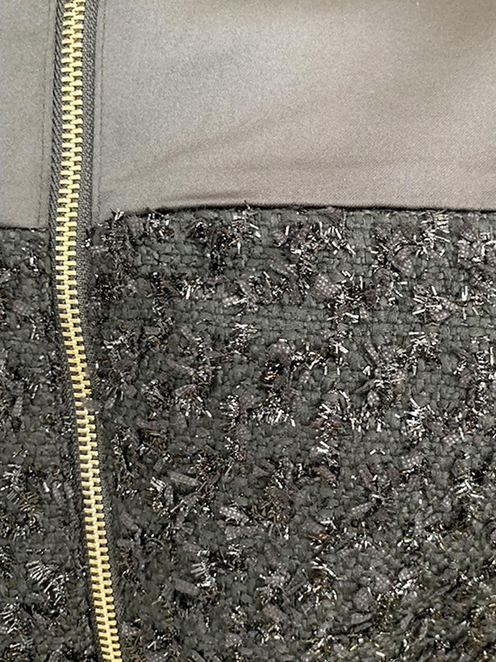 Black Collared Gold Button Tinsel Tweed Long Sleeve Bodycon Mini Dress