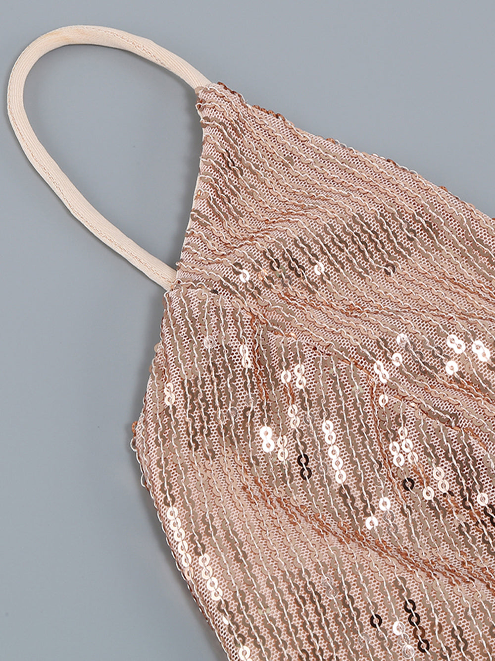Apricot Spaghetti Strap Sequin Tie Front Feather Trim Bodycon Mini Dress 8