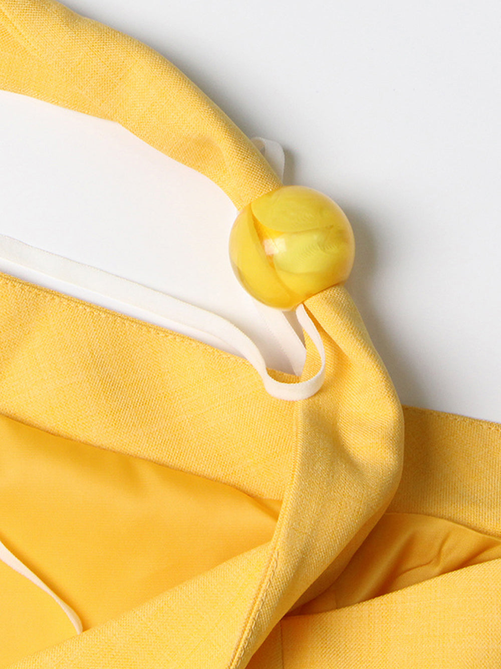 Yellow Asymmetric One-Shoulder Halter Strap Tailored Blazer 6