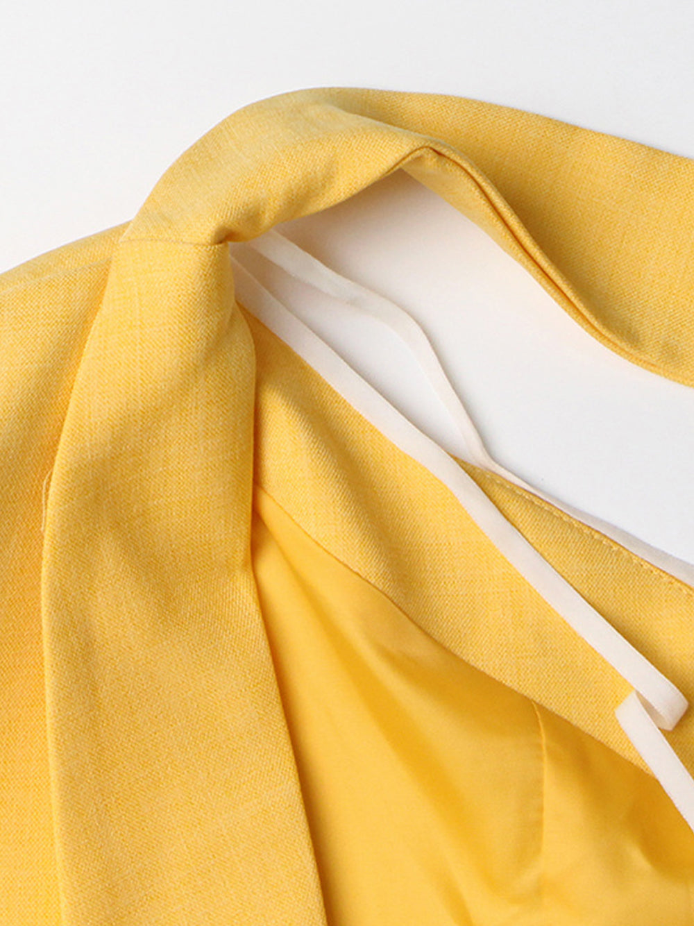 Yellow Asymmetric One-Shoulder Halter Strap Tailored Blazer 9