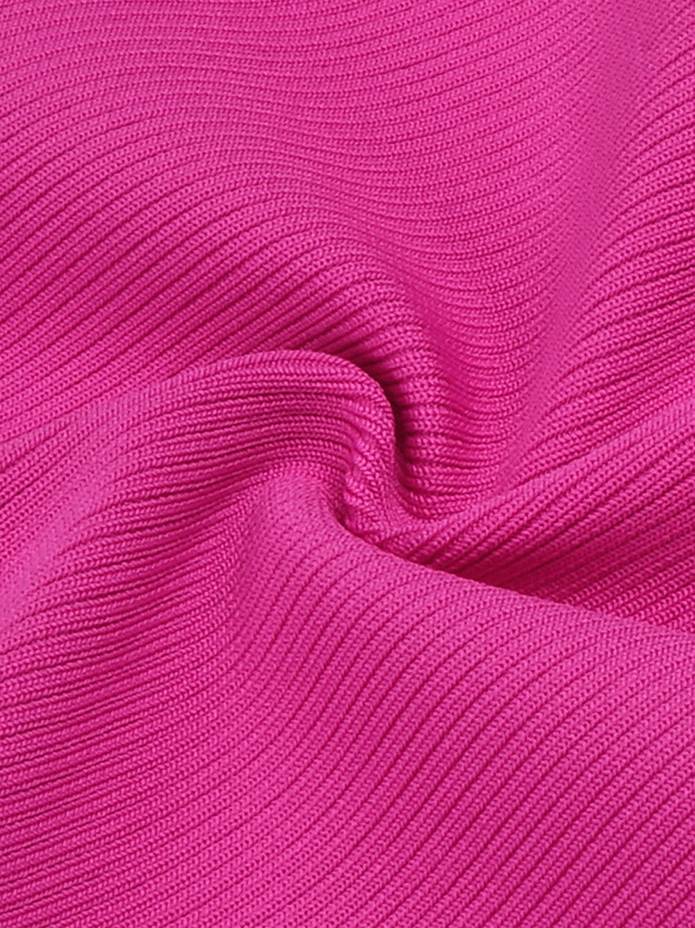 Fuchsia Round Neck Rhinestone Bow Cutout Ribbed High Slit Maxi Dress 13