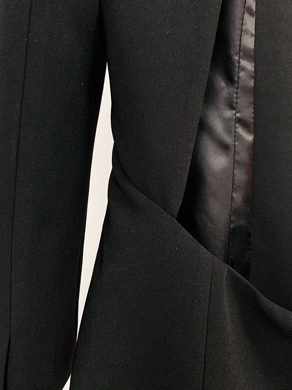 Black Crystal Embellished Shawl Lapel Long Sleeve Blazer 6