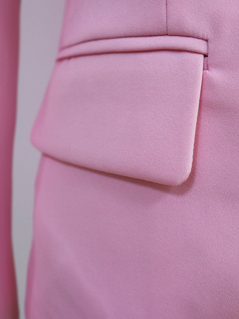 Pink Peak Lapel Gold Button Double Breasted Fitted Blazer 14