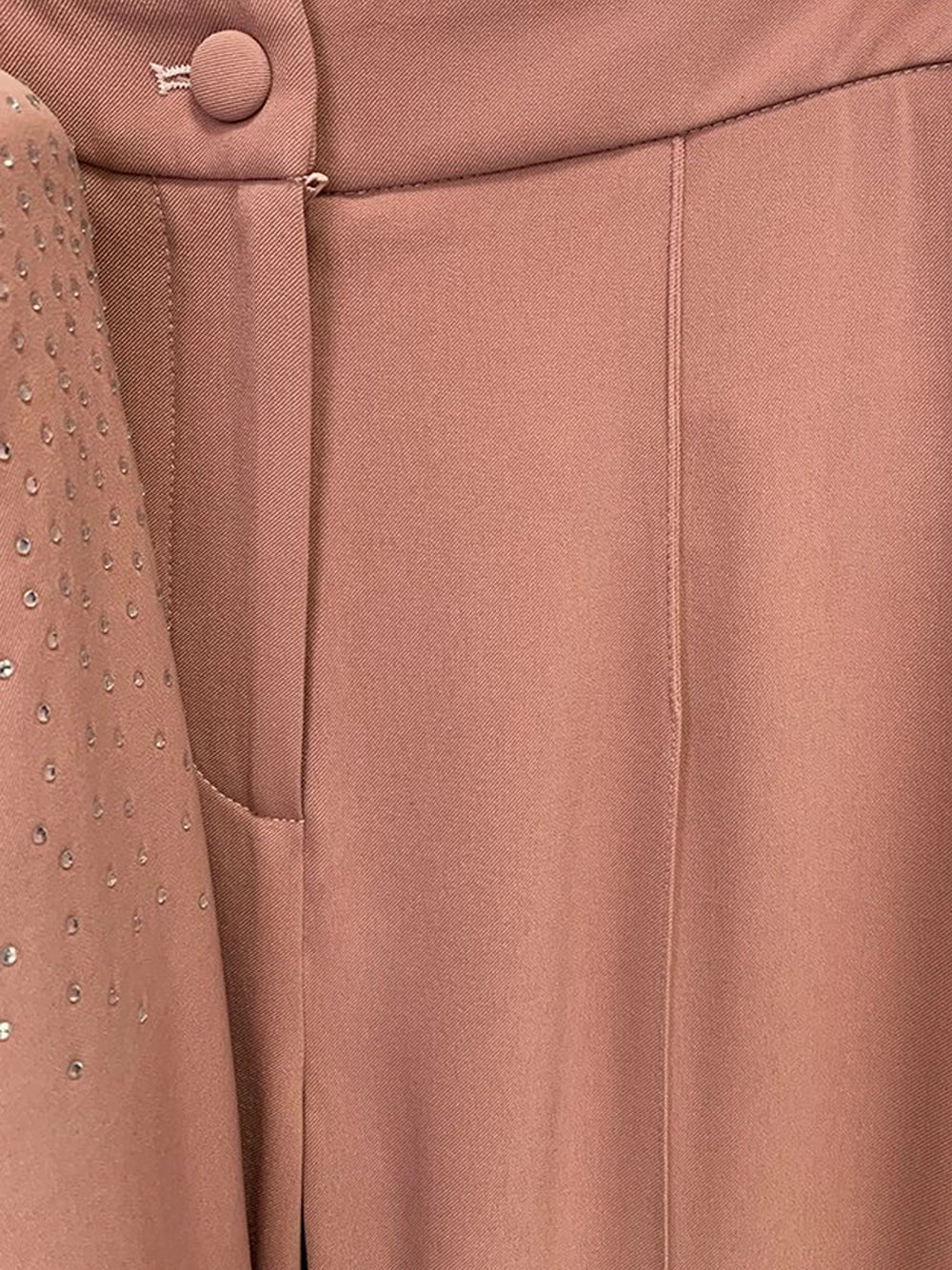 Pink Peak Lapel Rhinestone Embellished Blazer Trouser Set