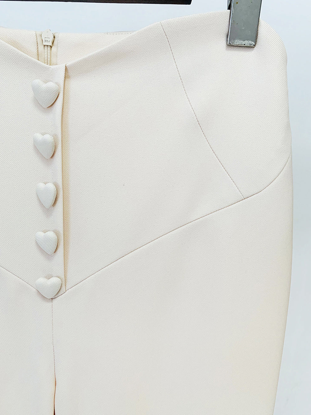 Beige Peak Lapel Crystal Button Blazer And Pants Set 12