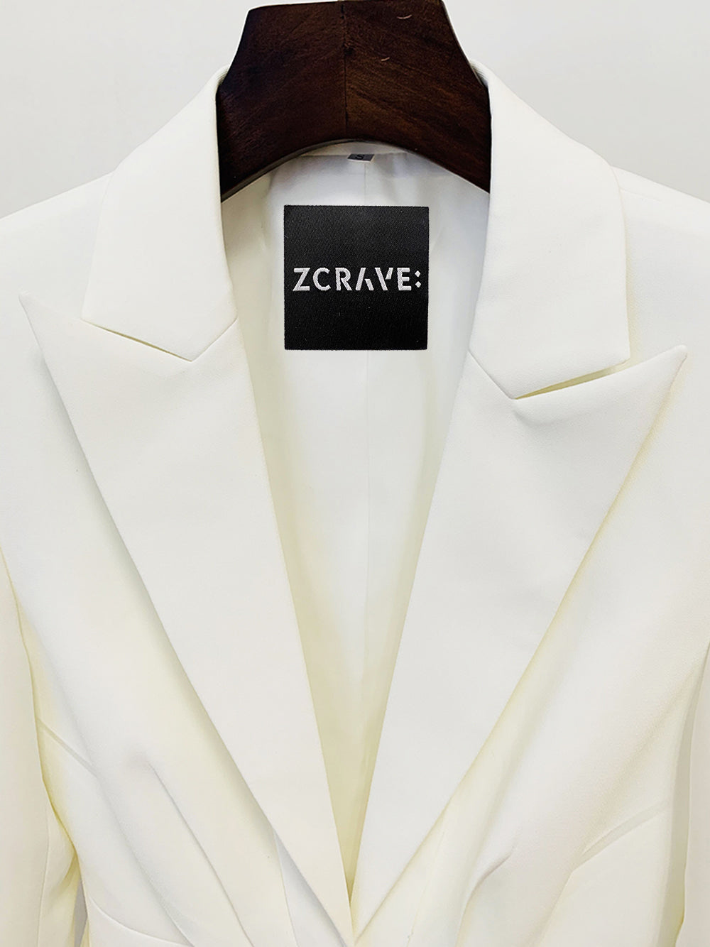White Peak Lapel Tie Front Blazer Pleated Flared Pants Set 11