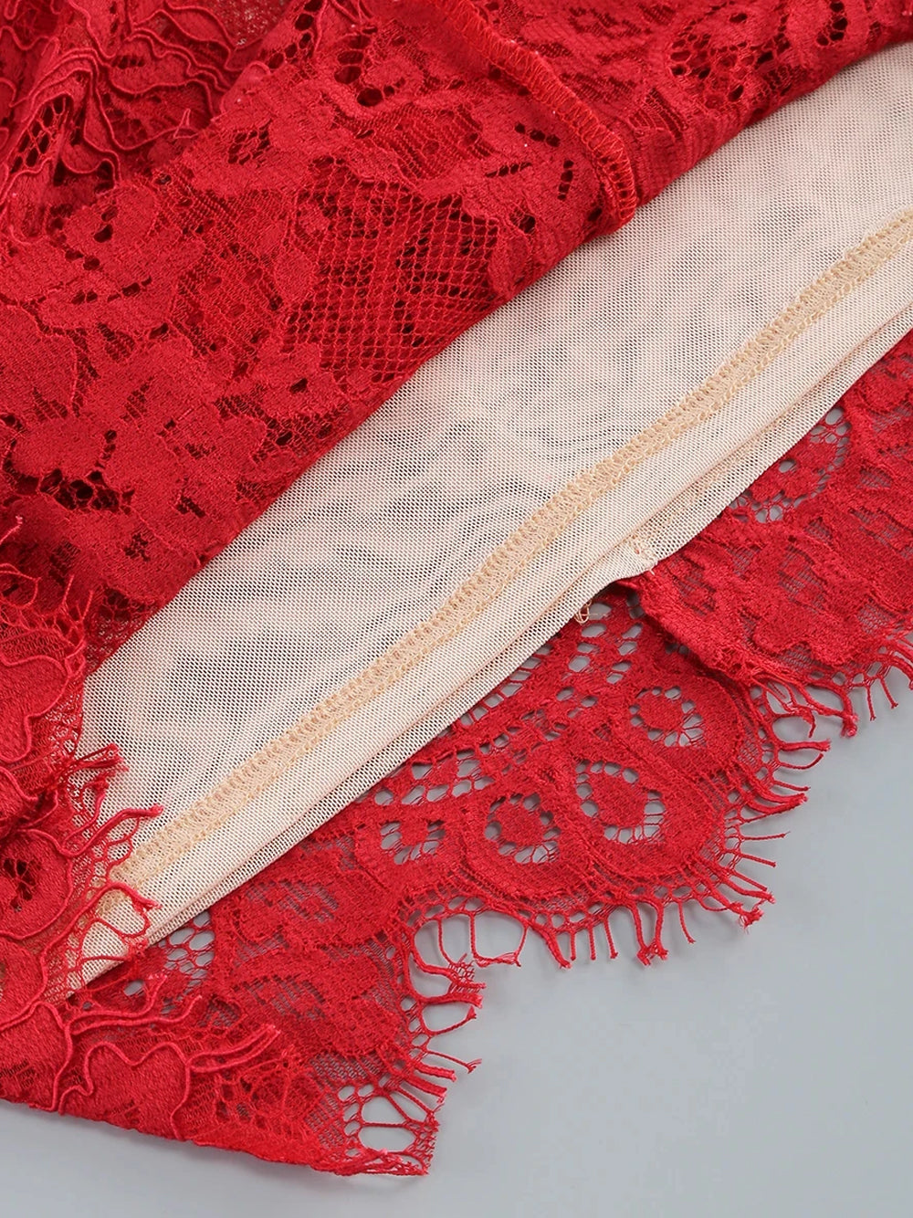 Red Strapless Eyelash Lace Corset Ruched Bodycon Mini Dress 19