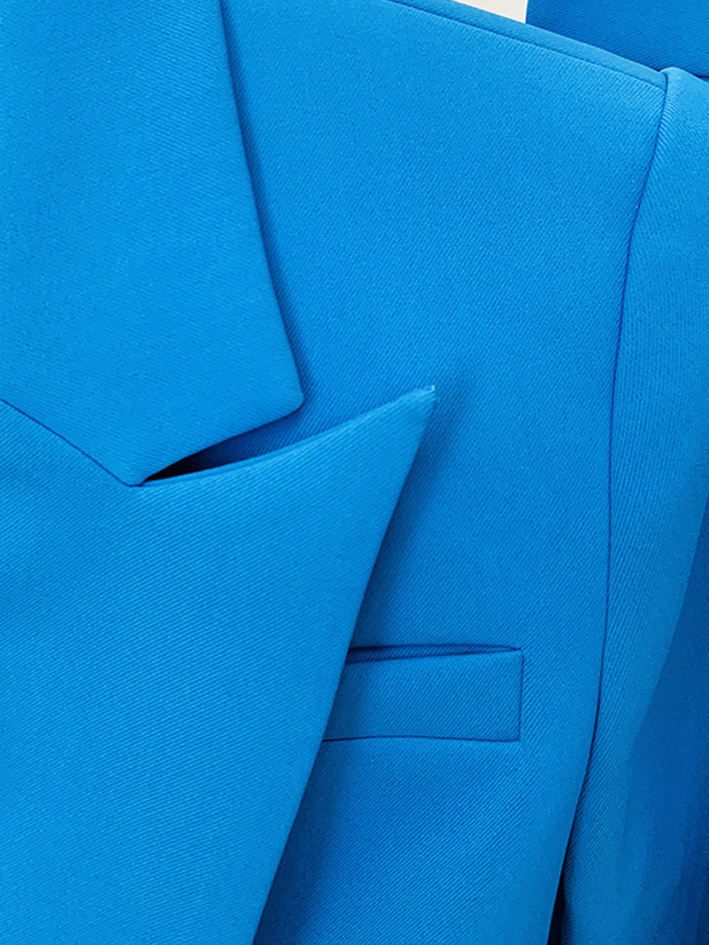 Blue Peak Lapel Single Button Blazer And Flared Pants Set 6