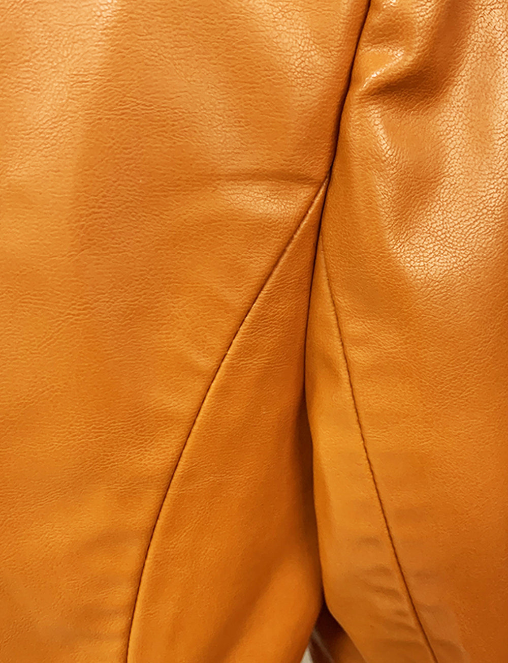 Brown Peak Lapel Double Breasted Gold Button Faux Leather Blazer