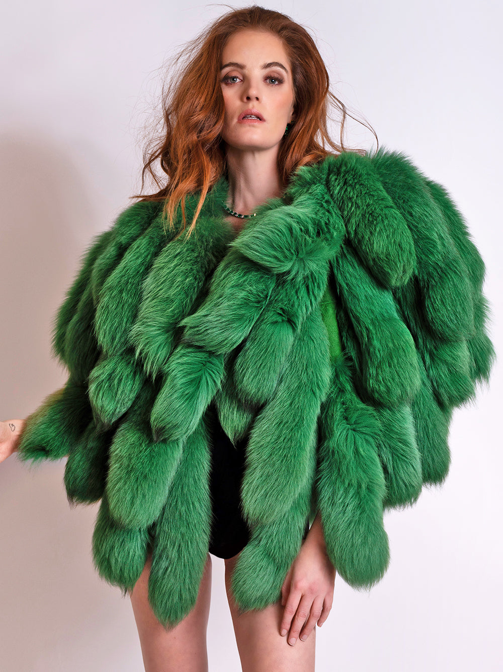 Shawl Collar Fluffy Fur Oversized Cropped Coat 6
