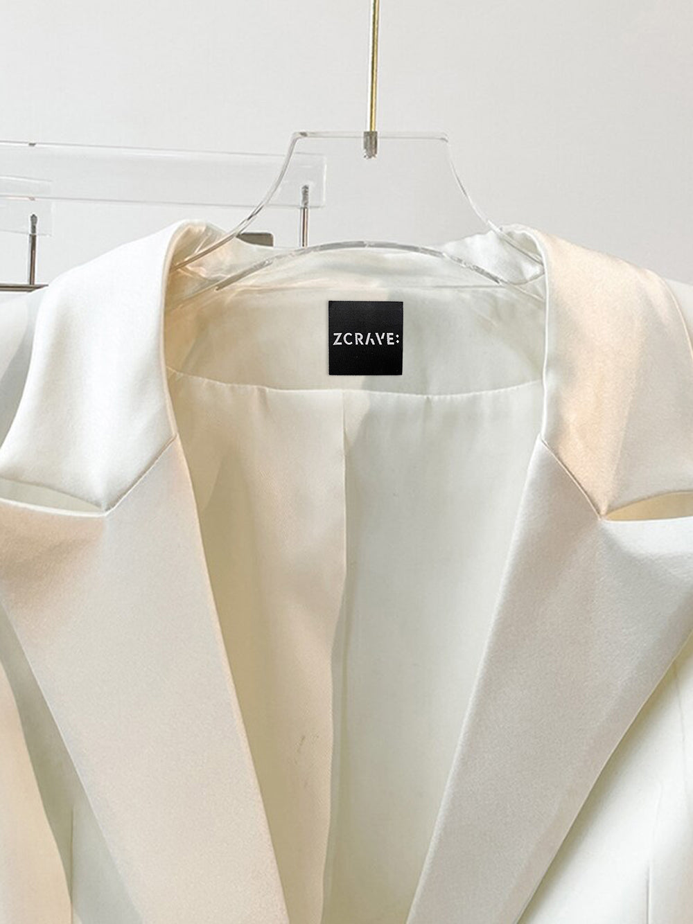 White Feather Trim Peak Lapel Blazer and Pants Set