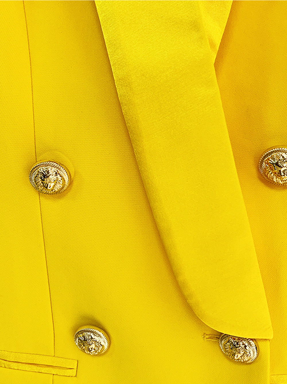 Yellow Shawl Lapel Double Breasted Gold Button Blazer Mini Dress 12