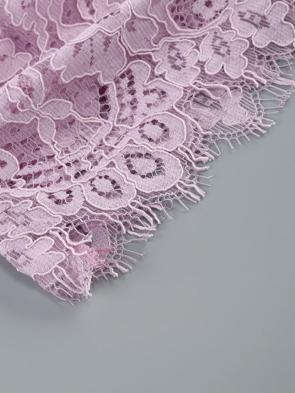 Lavender Strapless Eyelash Lace Corset Ruched Bodycon Mini Dress 10