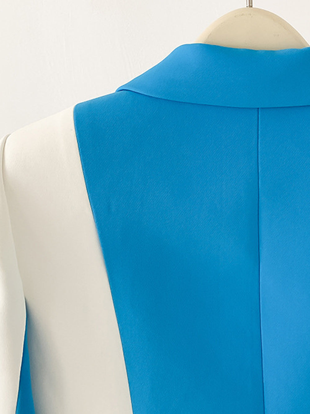 Blue Notch Lapel Colorblock Blazer and Slim Pants Set