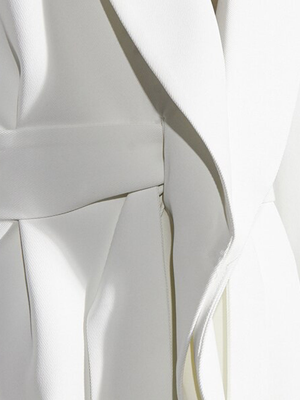 White Shawl Collar Tie Waist Blazer And Tie-Cuff Trouser Set