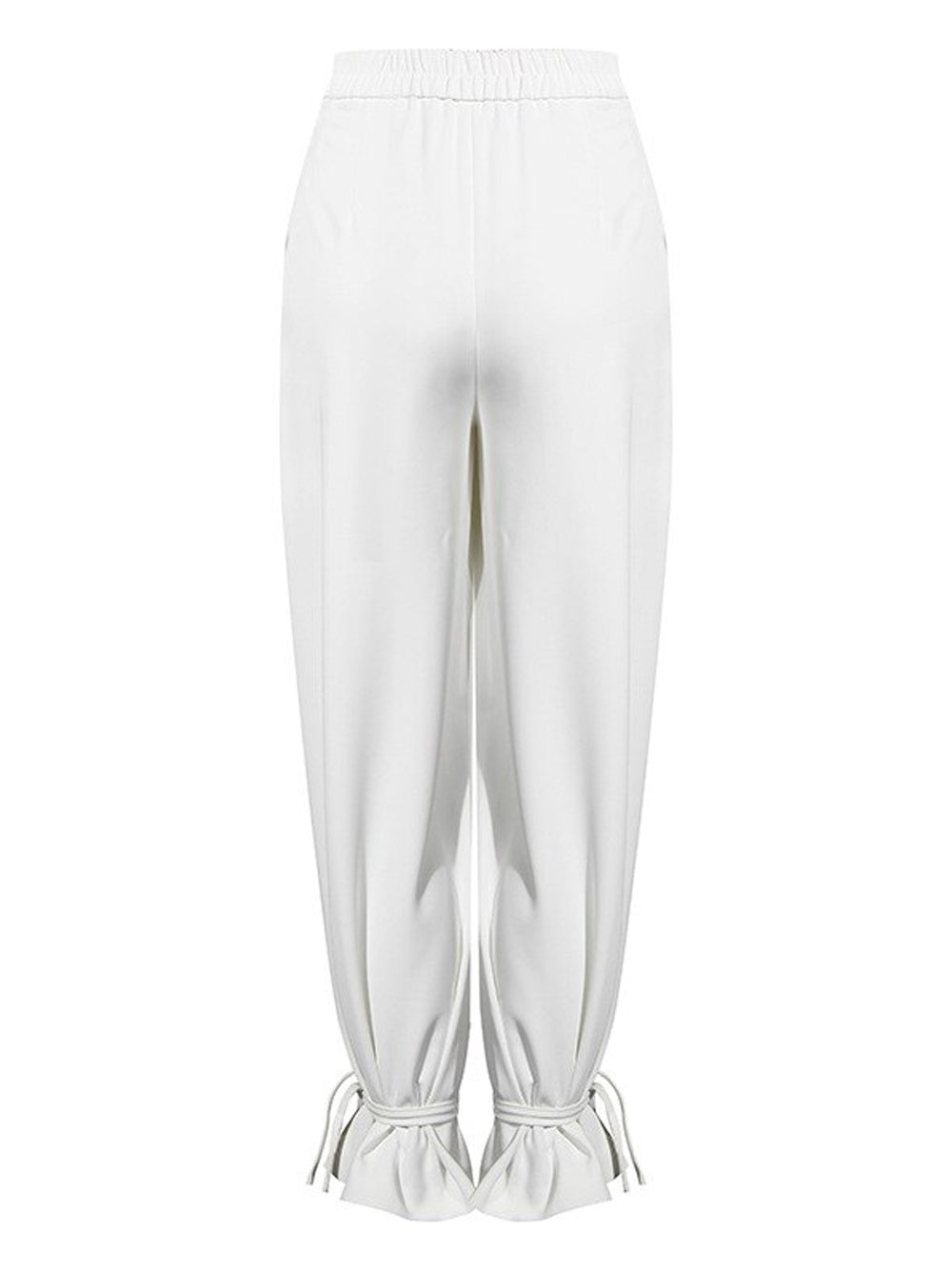White Shawl Collar Tie Waist Blazer And Tie-Cuff Trouser Set