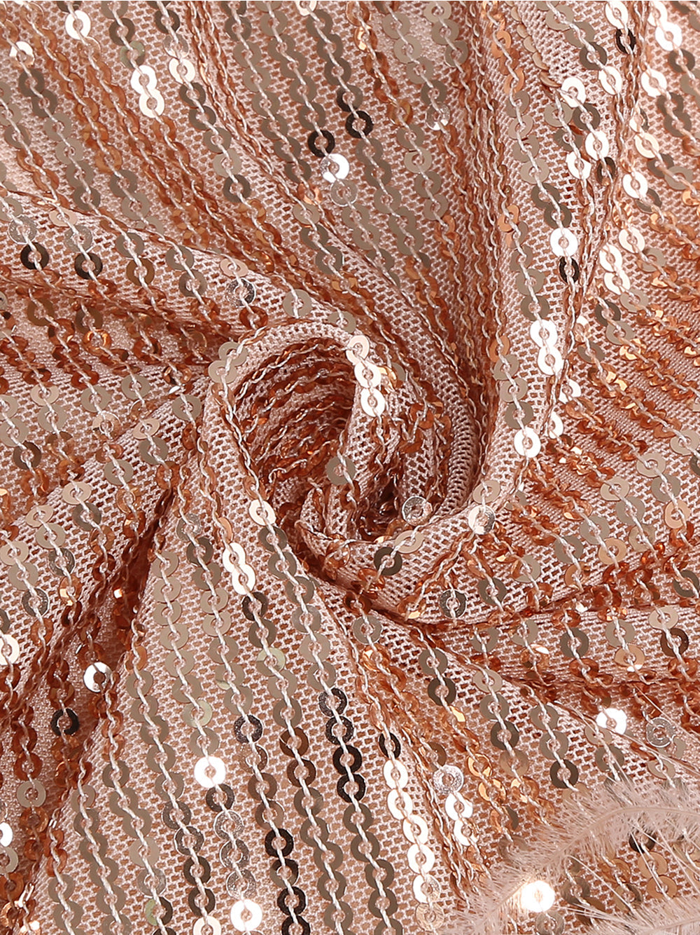 Apricot Spaghetti Strap Sequin Tie Front Feather Trim Bodycon Mini Dress 10