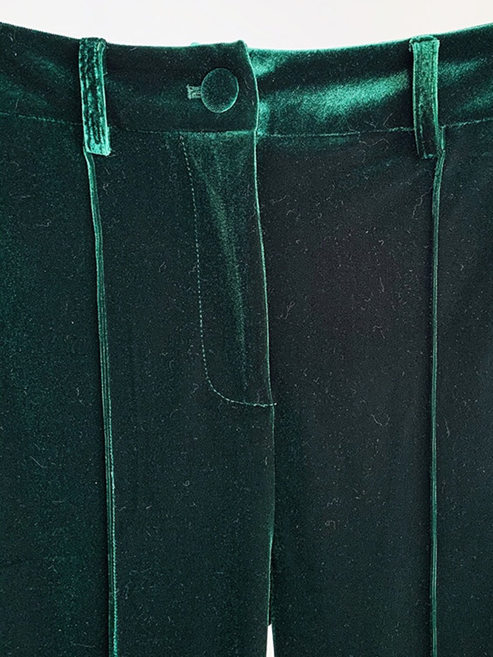Green Peak Lapel Plunge Velvet Blazer And Flared Pants Set