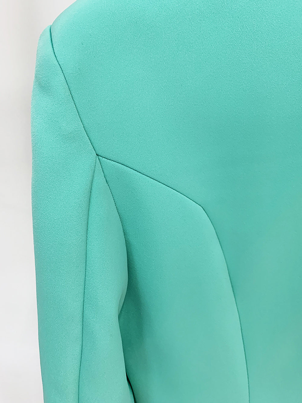 Turquoise Peak Lapel Single Button Long Sleeve Blazer Dress 14