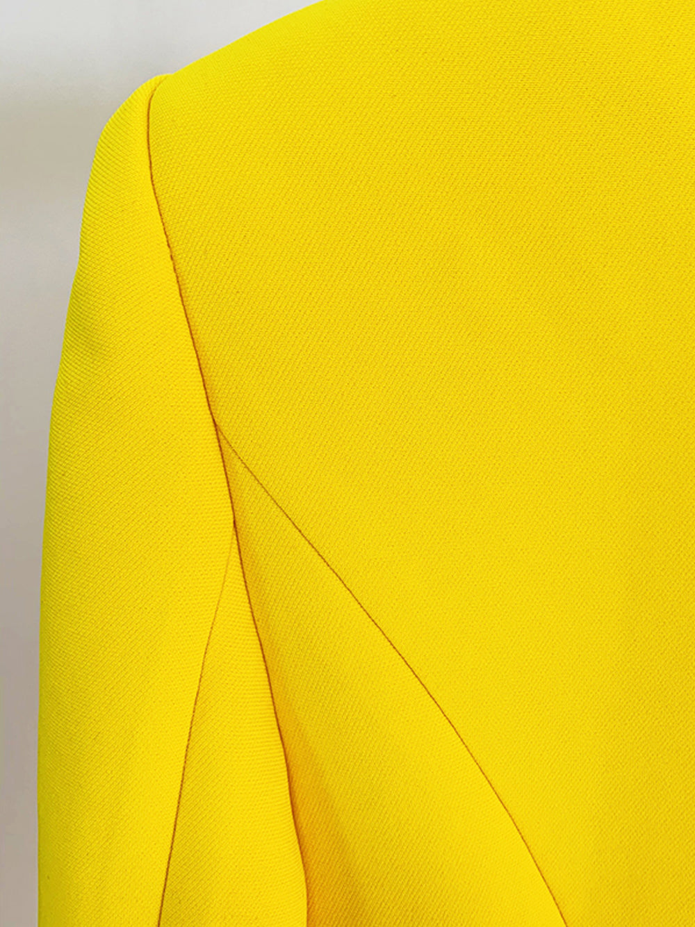 Yellow Shawl Lapel Double Breasted Gold Button Blazer Mini Dress 14