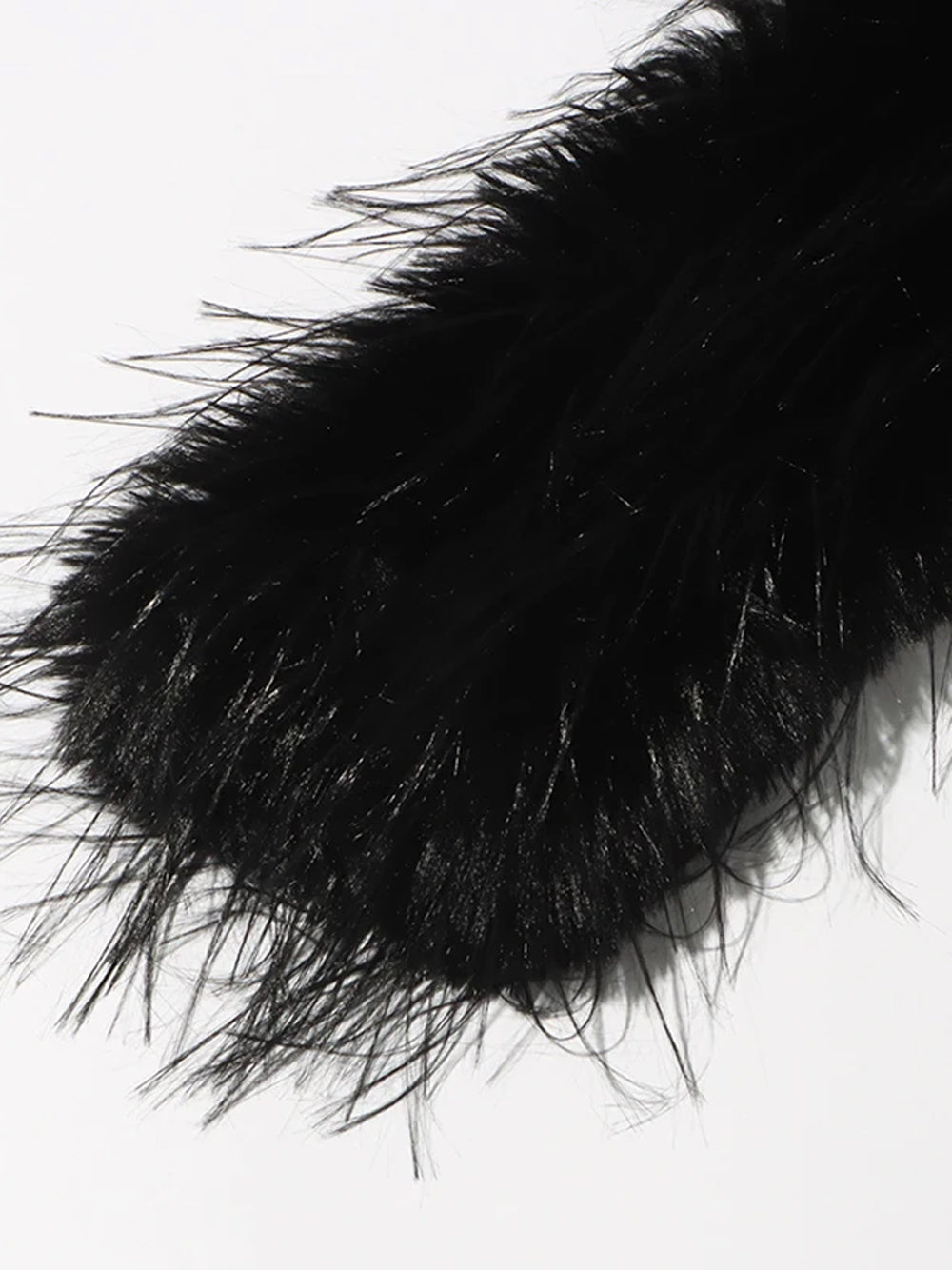 Black Halter Rhinestone Cup Cutout Faux Fur Sleeve Bodycon Mini Dress