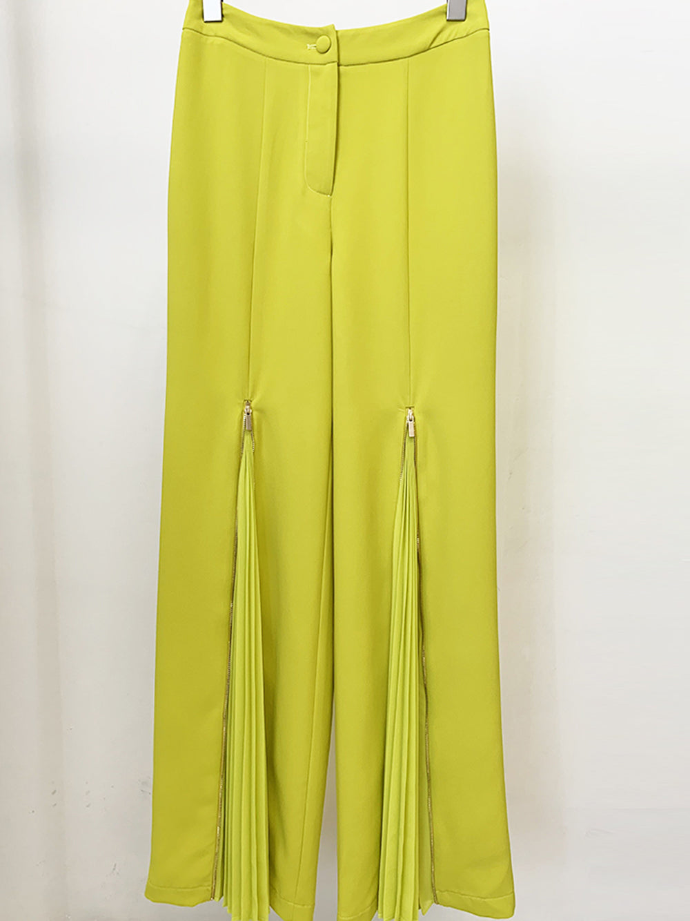 Green Tie Front Blazer and Pleated Flare Pants Set 9