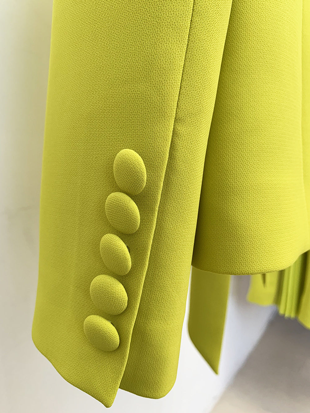 Green Tie Front Blazer and Pleated Flare Pants Set 13