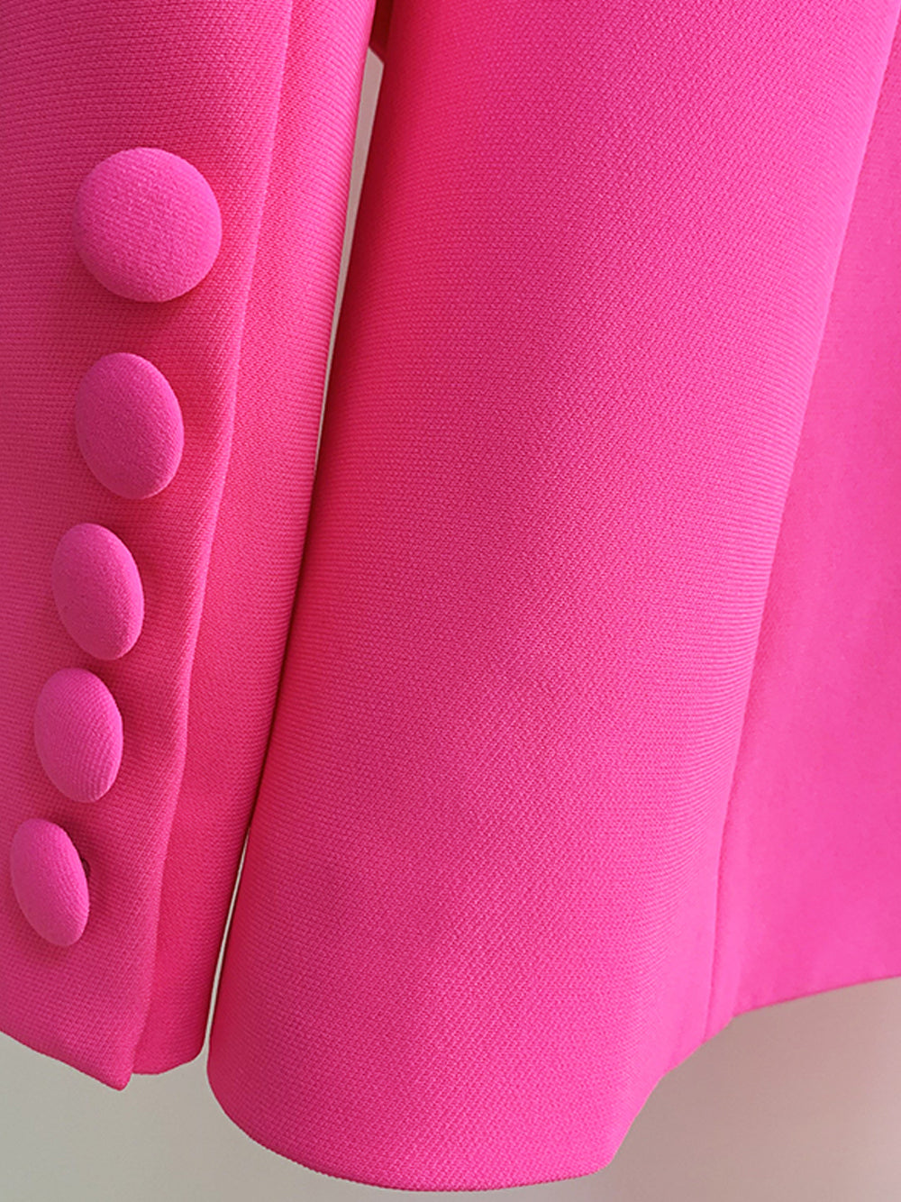 Fuchsia Peak Lapel Plunge Blazer and Flared Pants Set