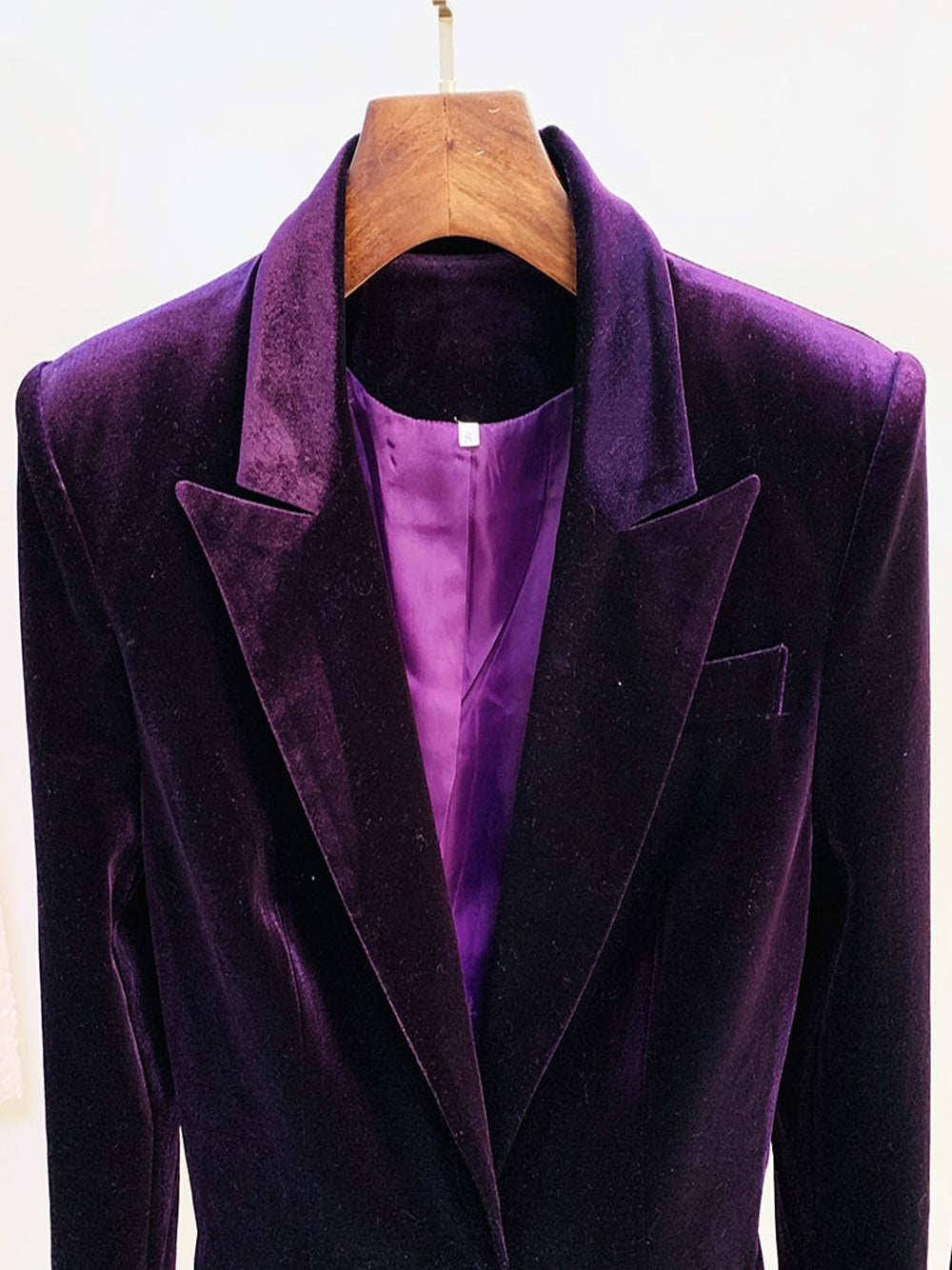 Purple Peak Lapel Velvet Single Button Blazer Pants Set