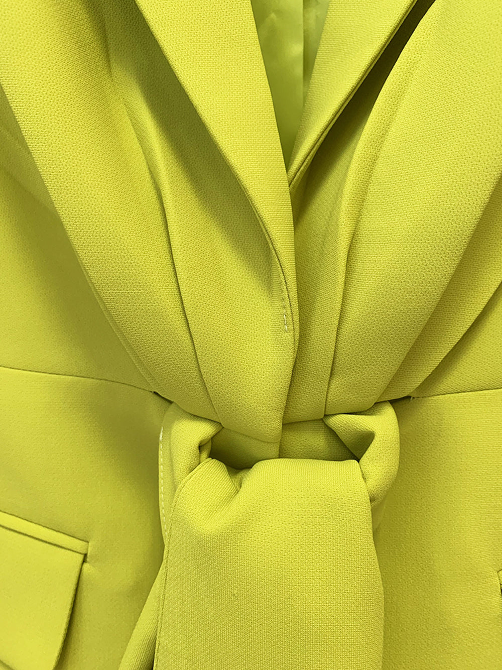 Green Tie Front Blazer and Pleated Flare Pants Set 12