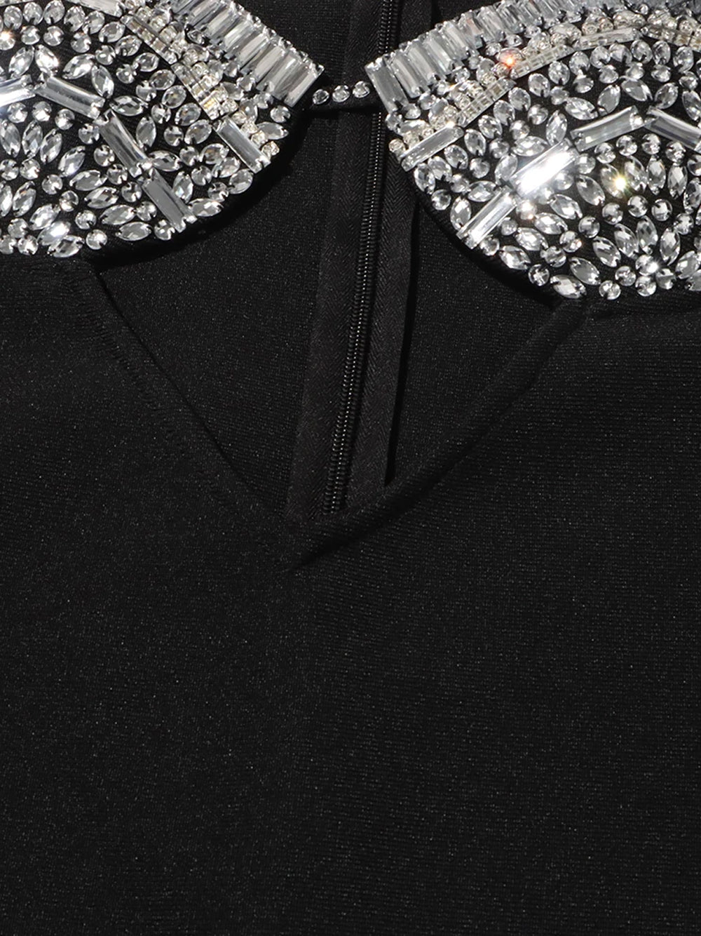 Black Halter Rhinestone Cup Cutout Faux Fur Sleeve Bodycon Mini Dress