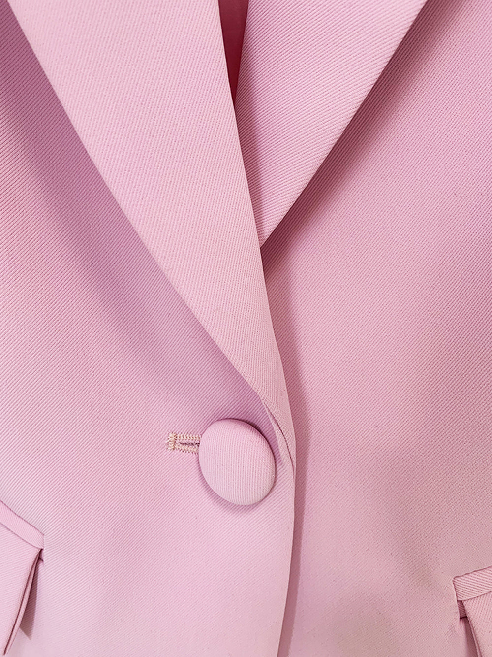Sakura Pink Peak Lapel Single Button Blazer and Trousers Set 9