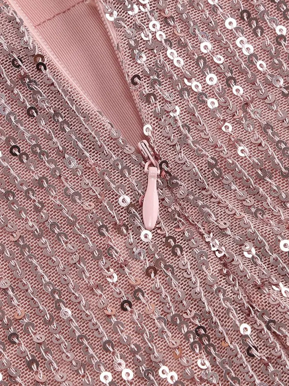Pink Strapless Feather Trim Sequin Bodycon Mini Dress