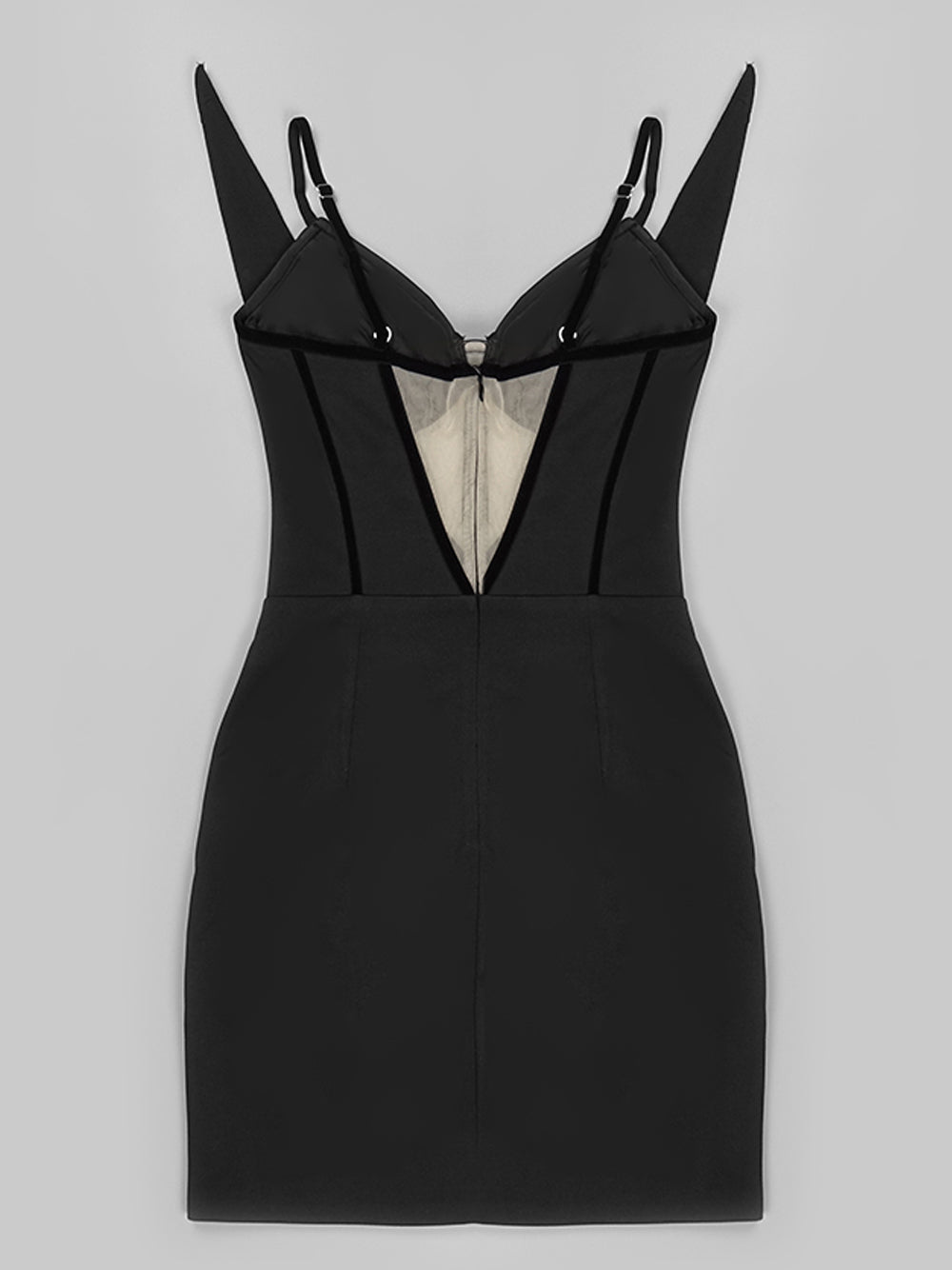 Black Spaghetti Strap Rhinestone Swirl Cutout Bodycon Mini Dress 4
