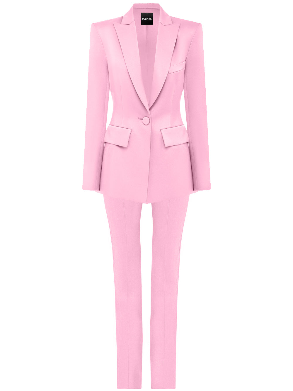 Sakura Pink Peak Lapel Single Button Blazer and Trousers Set 6