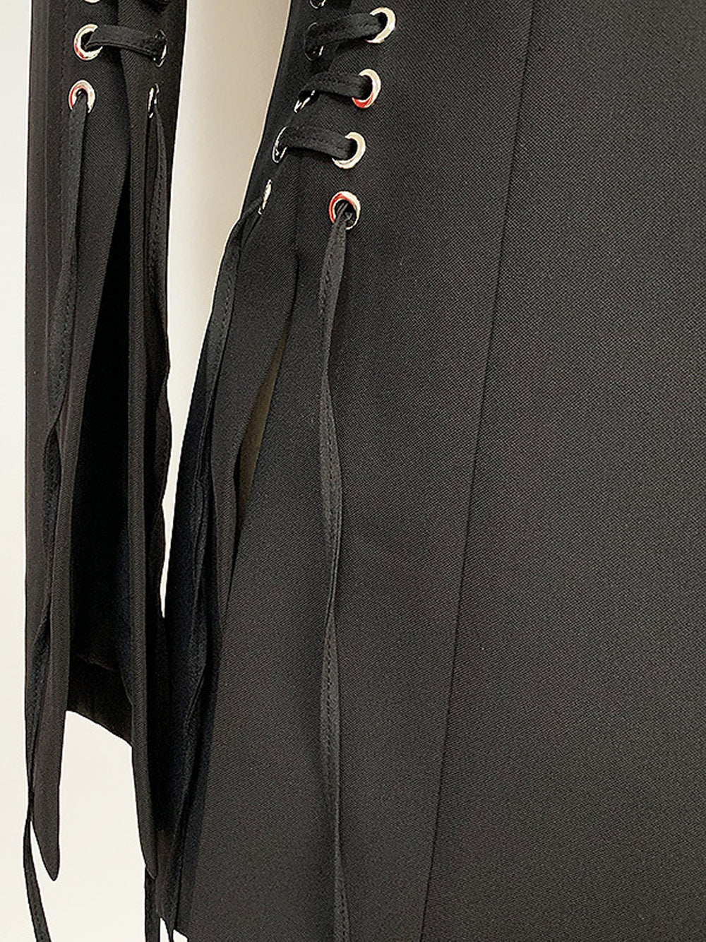 Lapel Collar Lace-Up Corset Waist Split Sleeve Blazer 10