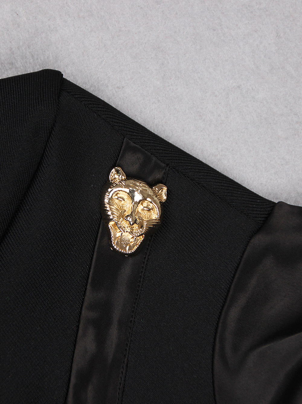 Black High Neck One Shoulder Cutout Gold Button Bodycon Mini Dress