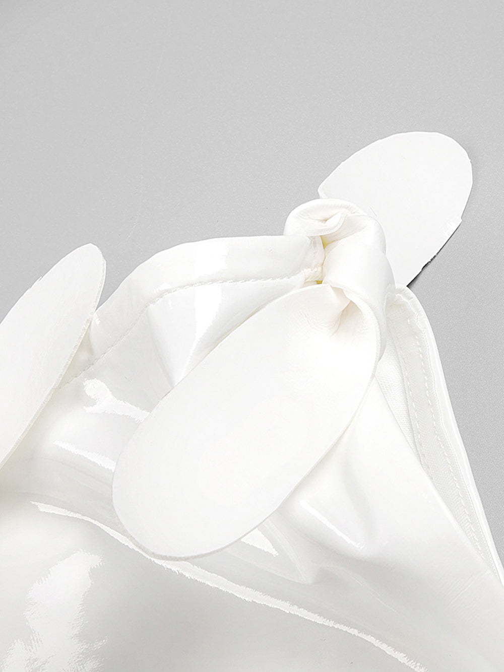 White Asymmetric Neckline Satin Rosette Applique Bodycon Maxi Gown 5
