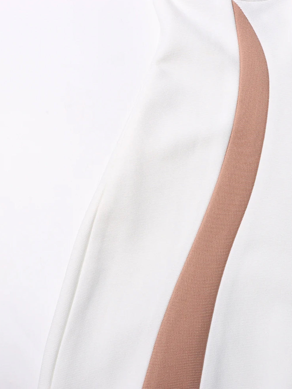 White High Neck Mesh Cutout Feather Cuff Bandage Bodycon Mini Dress