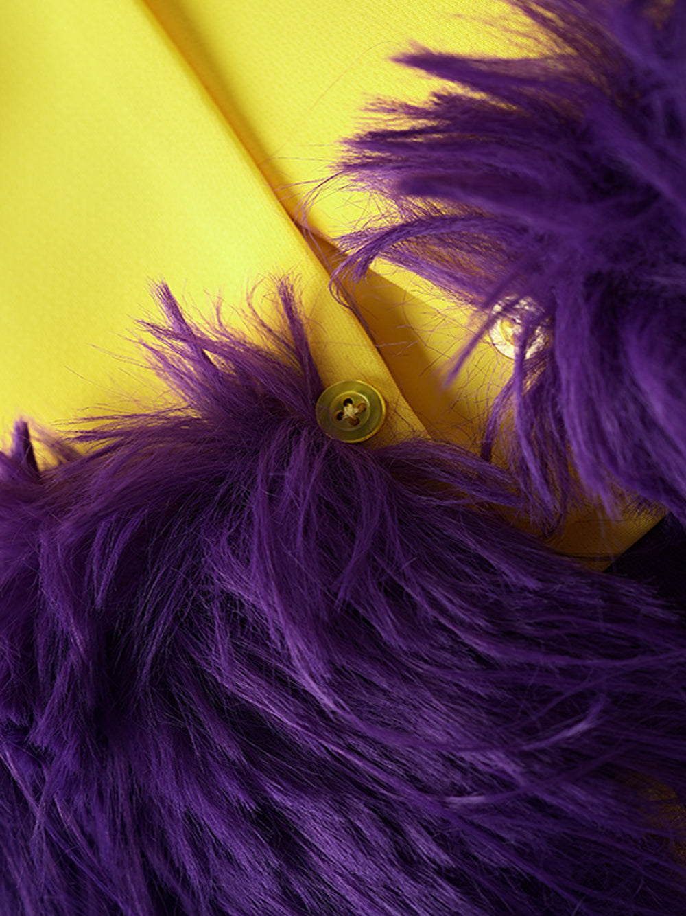 Yellow Peak Lapel Feather Trim Cuff Single Button Blazer